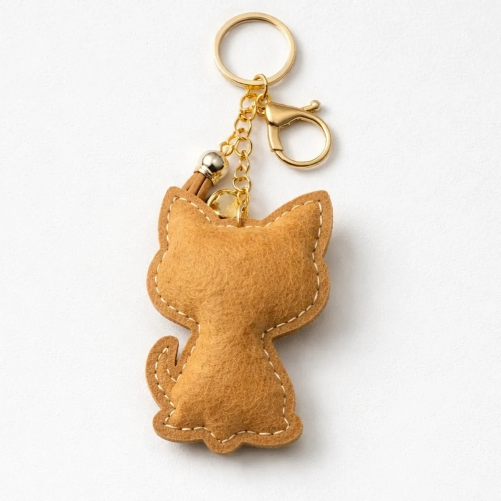 Juliet Puff Rhinestone Accented Cat Keychain with Tassel and Snap Hook - Picture 3 of 6